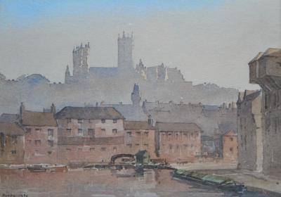 Len Roope (1917-2005). Lincoln from the Brayford