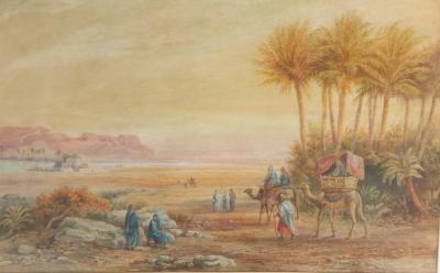 Frederick Goodall (1822-1904). Eastern desert scene