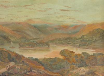 19thC British School. Mountain river landscape