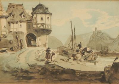 M.E.B. (19thC). Coastal scene