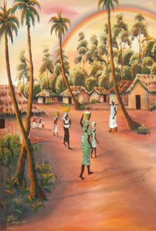 Otius (20thC). African village scene