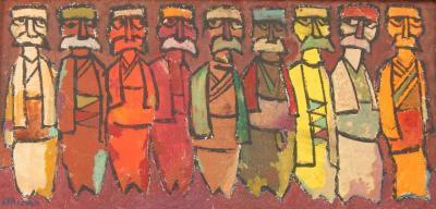 Jovan Obican (1918-1986). Nine figures standing