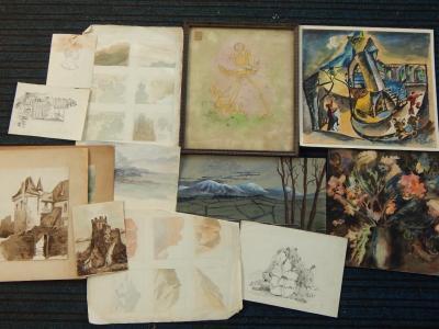 20thC and 19thC album of watercolours