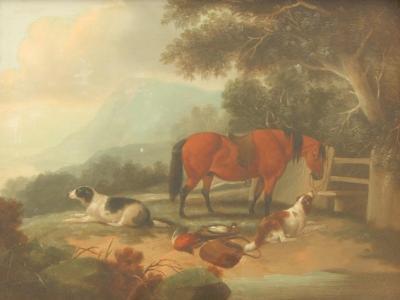 George Morland (1763-1804). Horses and dogs in rural scenes