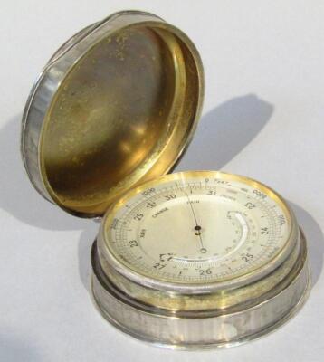 An Edwardian silver cased pocket barometer