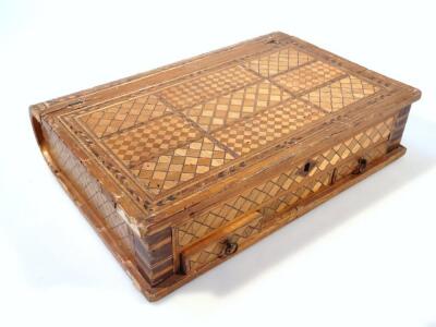 An early 19thC straw work prisoner of war book shaped box