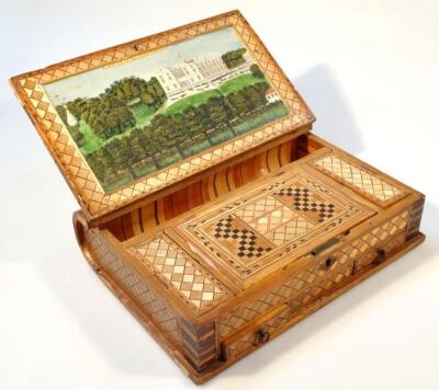 An early 19thC straw work prisoner of war book shaped box - 2