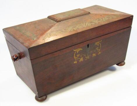 A Regency rosewood and ormolu mounted tea caddy