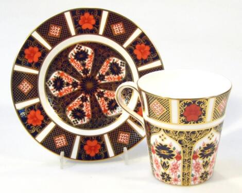 A Royal Crown Derby Imari pattern coffee cup and saucer