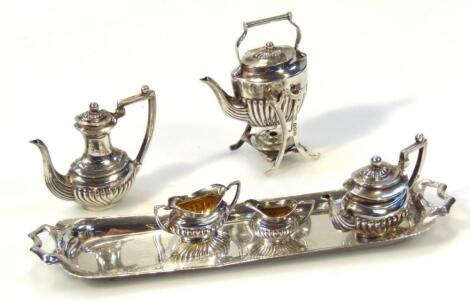 An Edwardian novelty silver miniature service