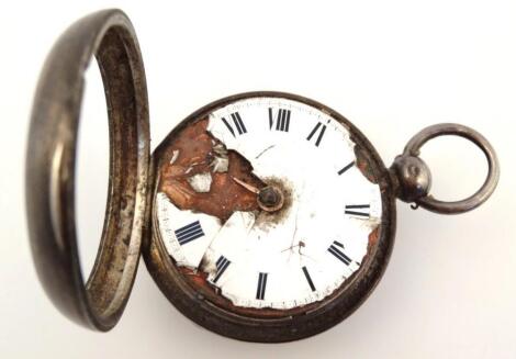 An early 19thC silver cased keywind pocket watch