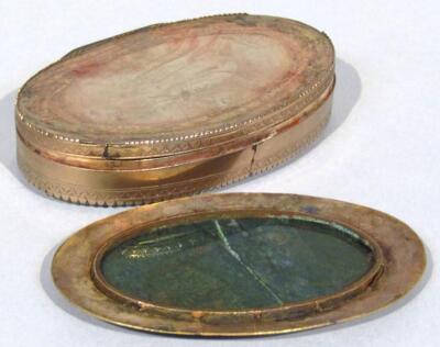 A 19thC gilt metal and polished hard stone patch box - 2