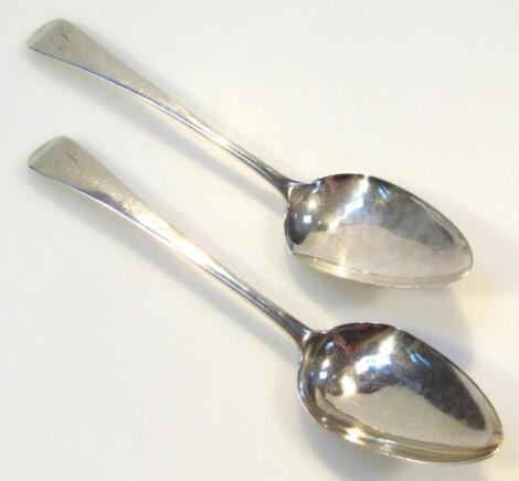 A pair of George IV silver tablespoons