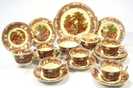 A 20thC Royal Staffordshire Clarice Cliff Rural Scenes part tea service