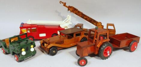 Various 20thC articulated wooden toys