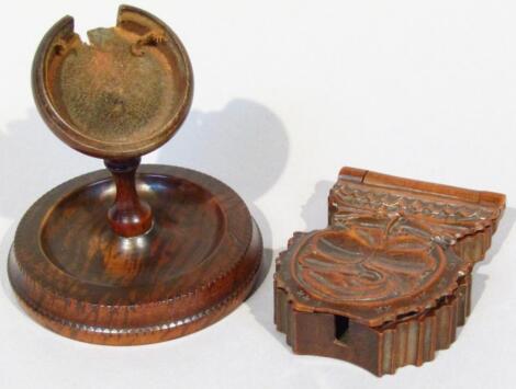 Two 19thC treen watch stands