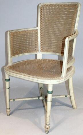 An early 20thC painted bergeré armchair