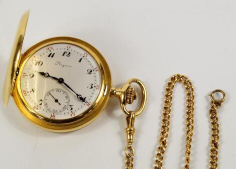 A Longines 18ct gold gentleman's hunter pocket watch