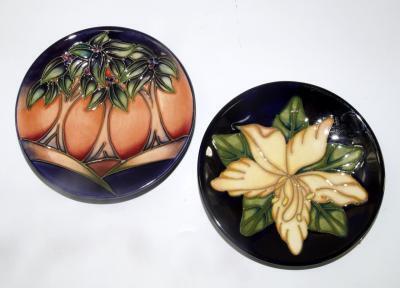 Two Moorcroft pottery pin dishes