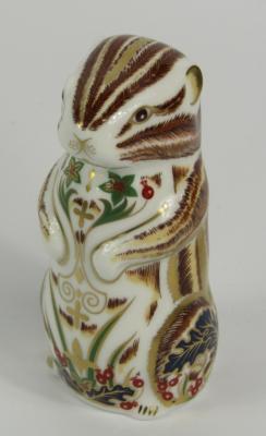 A Royal Crown Derby Imari porcelain paperweight modelled as the Chipmunk