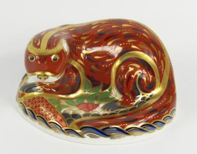 A Royal Crown Derby Imari porcelain paperweight modelled as the Otter