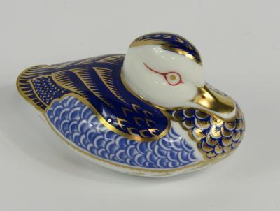 A Royal Crown Derby Imari porcelain paperweight modelled as the Duck