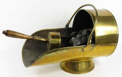A Victorian brass coal scuttle