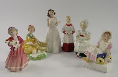 Six Royal Doulton figures