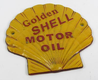 *A Golden Shell Motor Oil cast badge