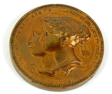 A Victorian bronze medal commemorating The Great Exhibition 1851