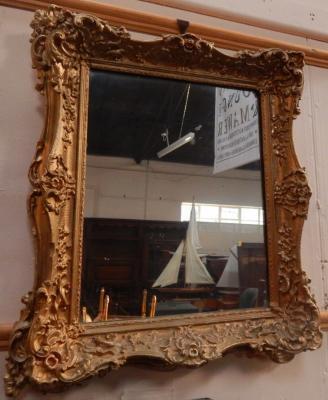 A 19thC gilt wood square framed wall mirror