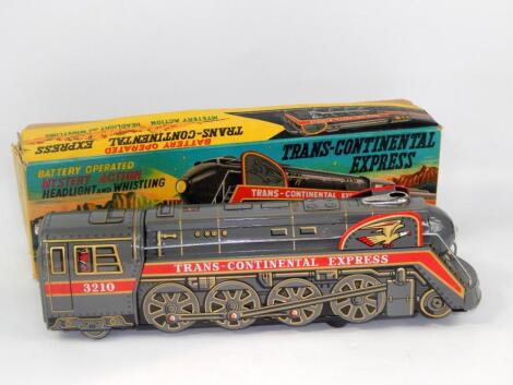 A Modern Toys brand Japanese tin plate trans-continental express battery operated train