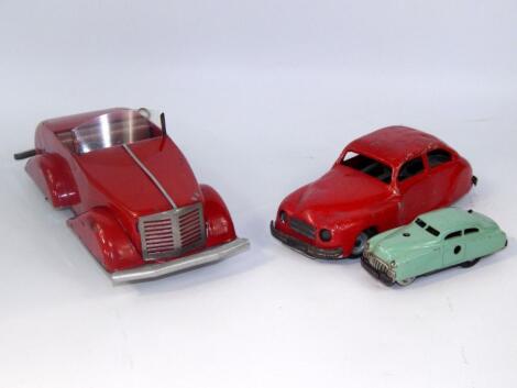 Three mid-20thC clockwork toy cars