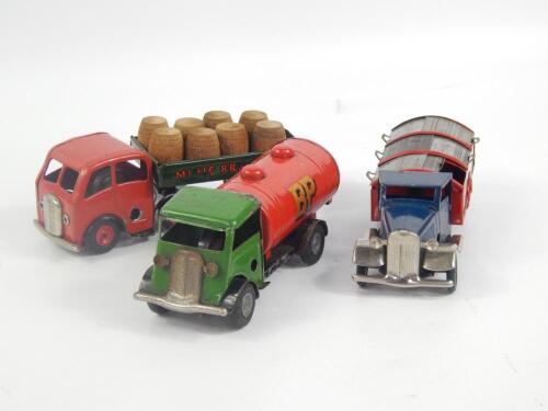 Three Triang Minic tinplate toys