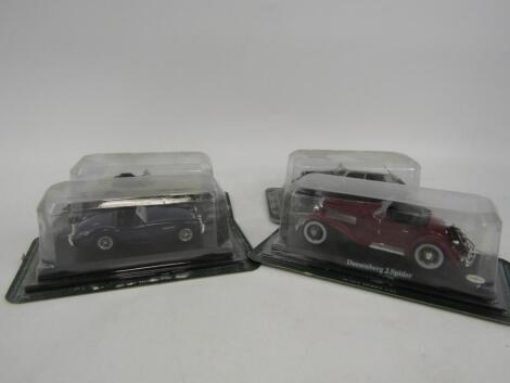 Die cast scale models of vintage and sports cars