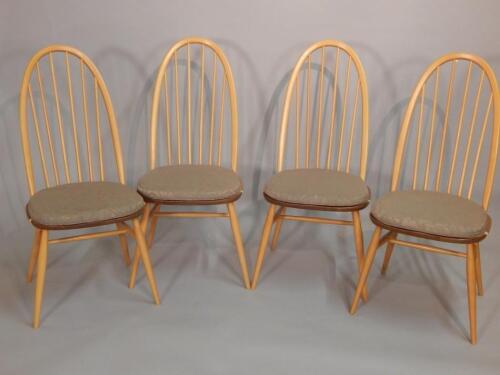 A set of four Ercol retro stickback kitchen chairs