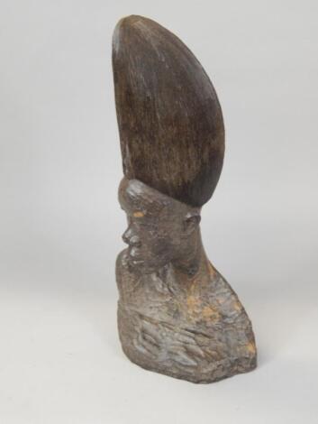 Felix Idubor (Nigerian 1928-1991). An African tribal carved hardwood bust