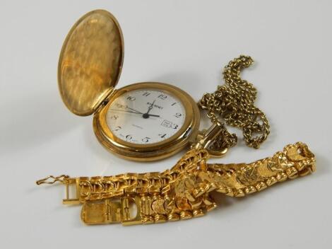 A modern bracelet and a gold plated pocket watch (2)