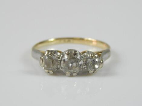 A three stone diamond ring