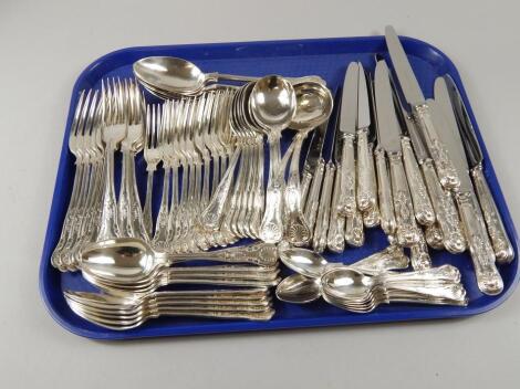 A large quantity of silver plated Kings pattern cutlery