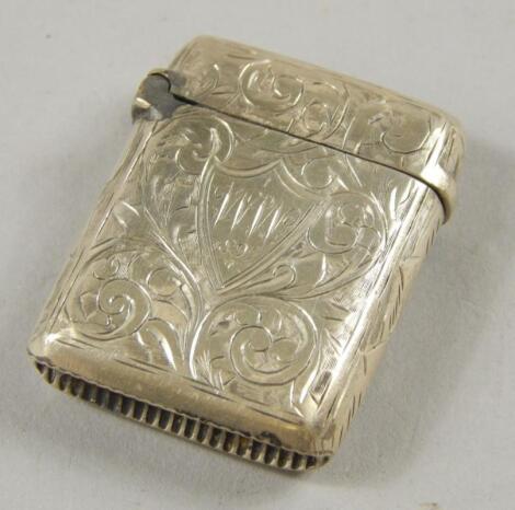 A Victorian engraved silver vesta case