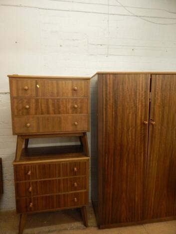 A pair of Retro style 1960's walnut chests of drawers