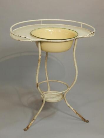 An early 20thC enamelled metal washstand