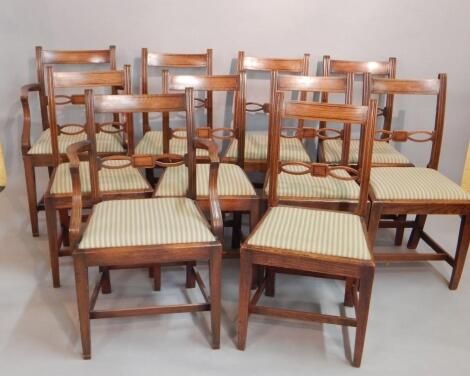 A set of ten associated elm stained dining chairs