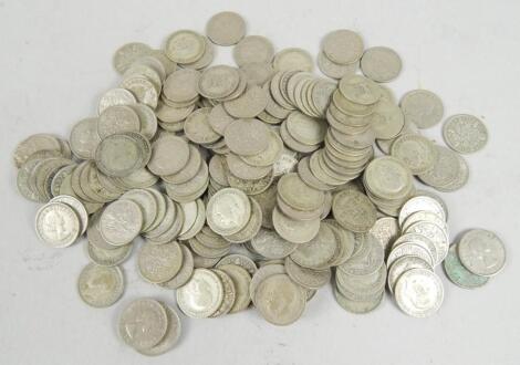 A large quantity of silver and nickel silver sixpences.