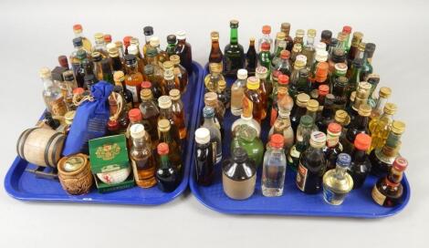 Various miniature bottles of whisky and alcohol