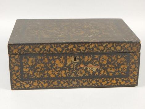 A 19thC Oriental lacquered rectangular box