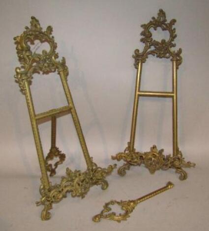 A rococo style brass table easel