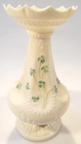 A Belleek Fine Parian china Shamrock vase