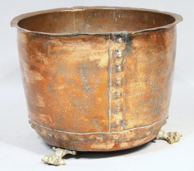 A late 19thC/early 20thC copper and brass log bucket